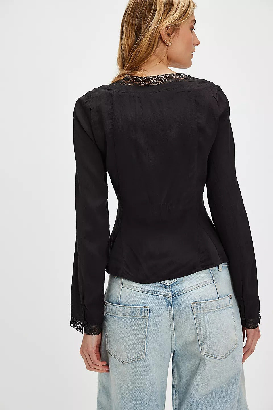 Free People Leylah Lace Blouse Top