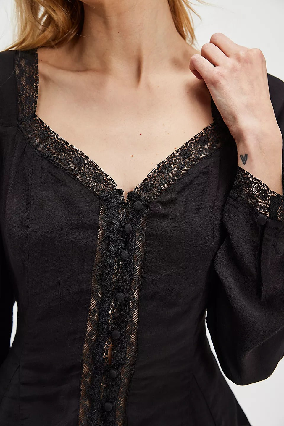 Free People Leylah Lace Blouse Top