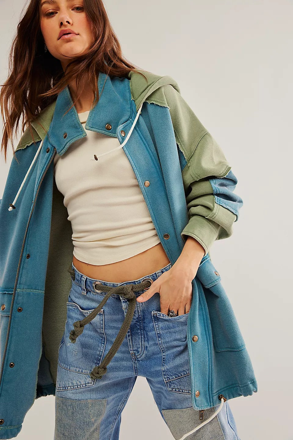 Free People Radio Cardi Hoodie Jacket Top