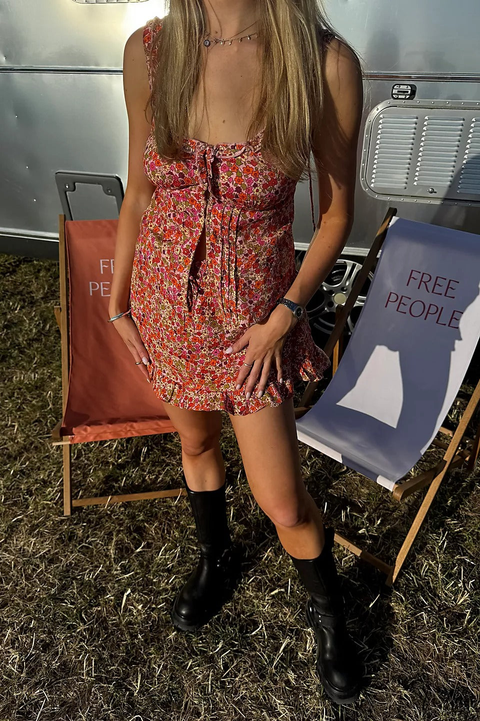 Free People Ellia Printed Floral Smocked Ruffle Blouse Top