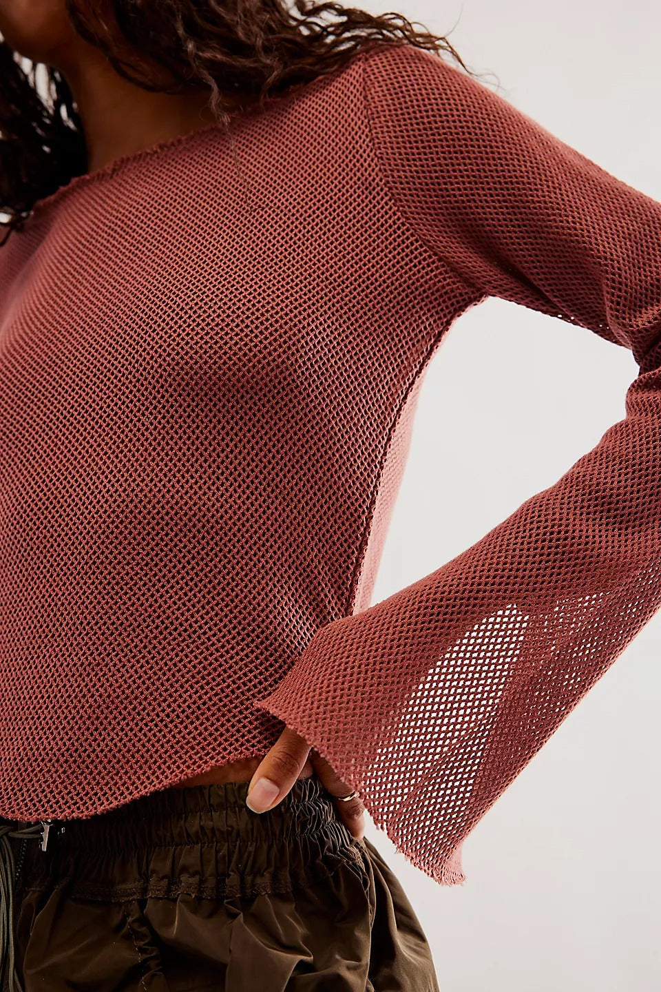 Free People Beau Mesh Layering Blouse Top