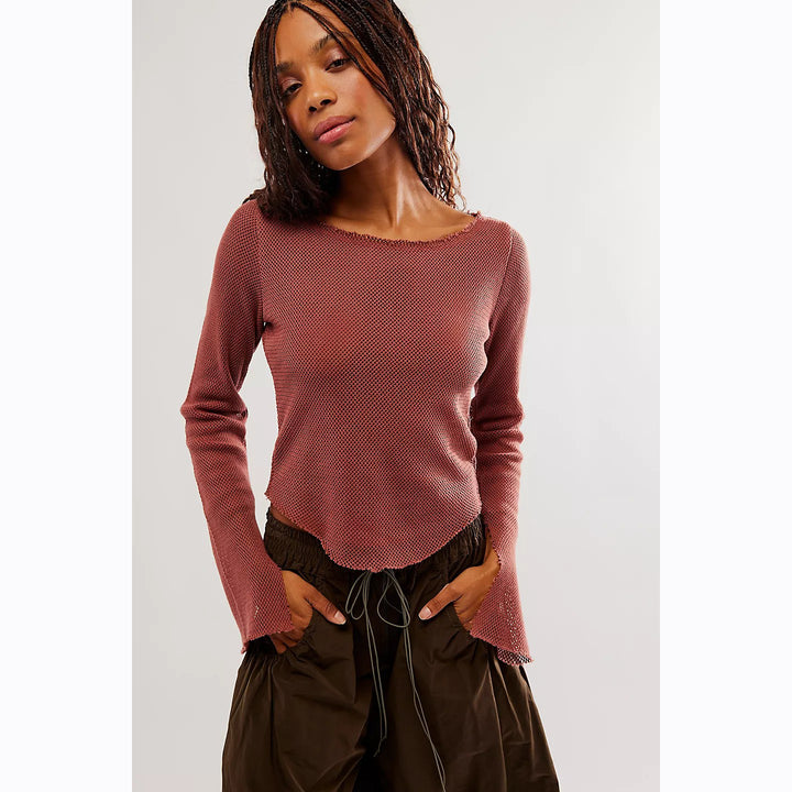 Free People Beau Mesh Layering Blouse Top