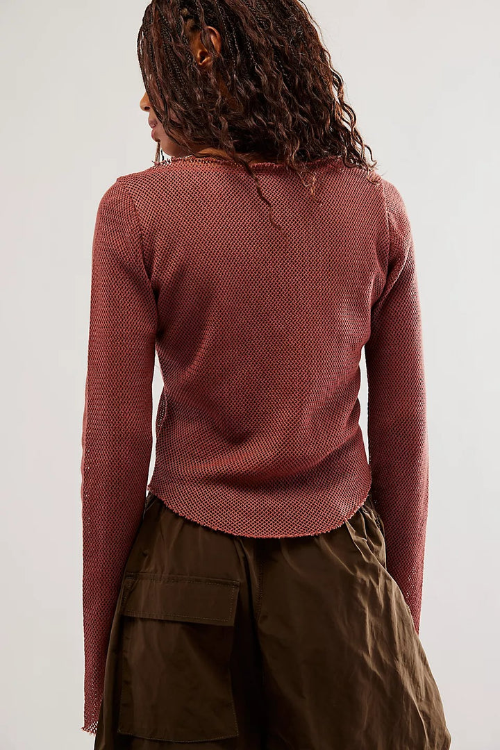 Free People Beau Mesh Layering Blouse Top