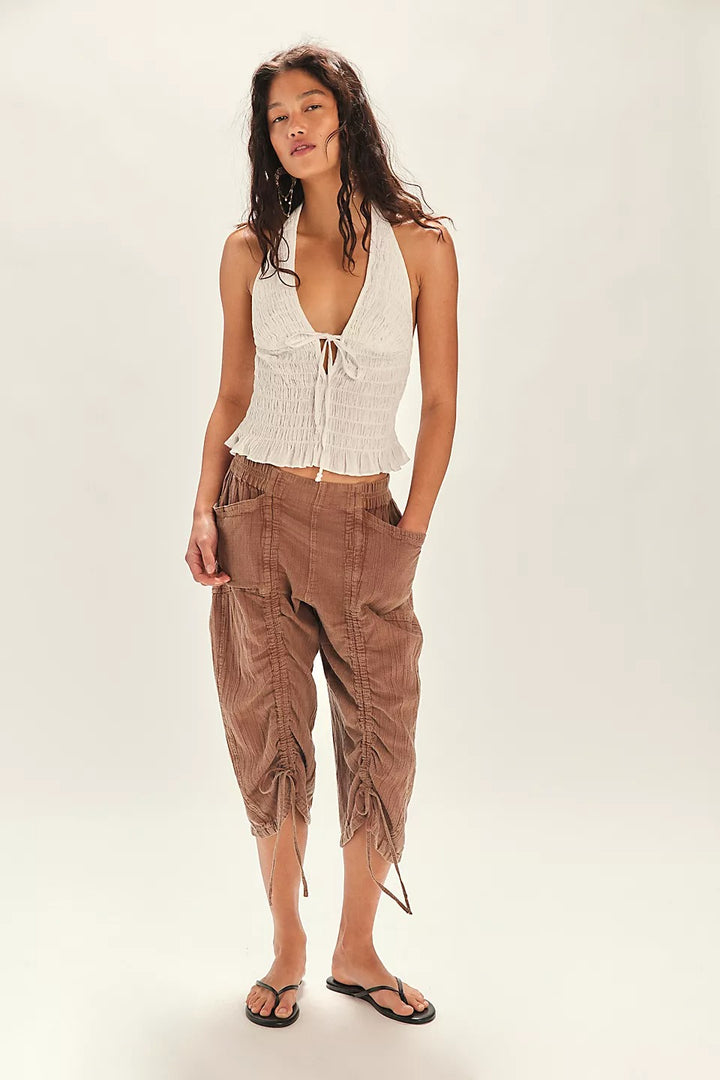 Free People Free-est Khloe Smocked Halter Blouse Top