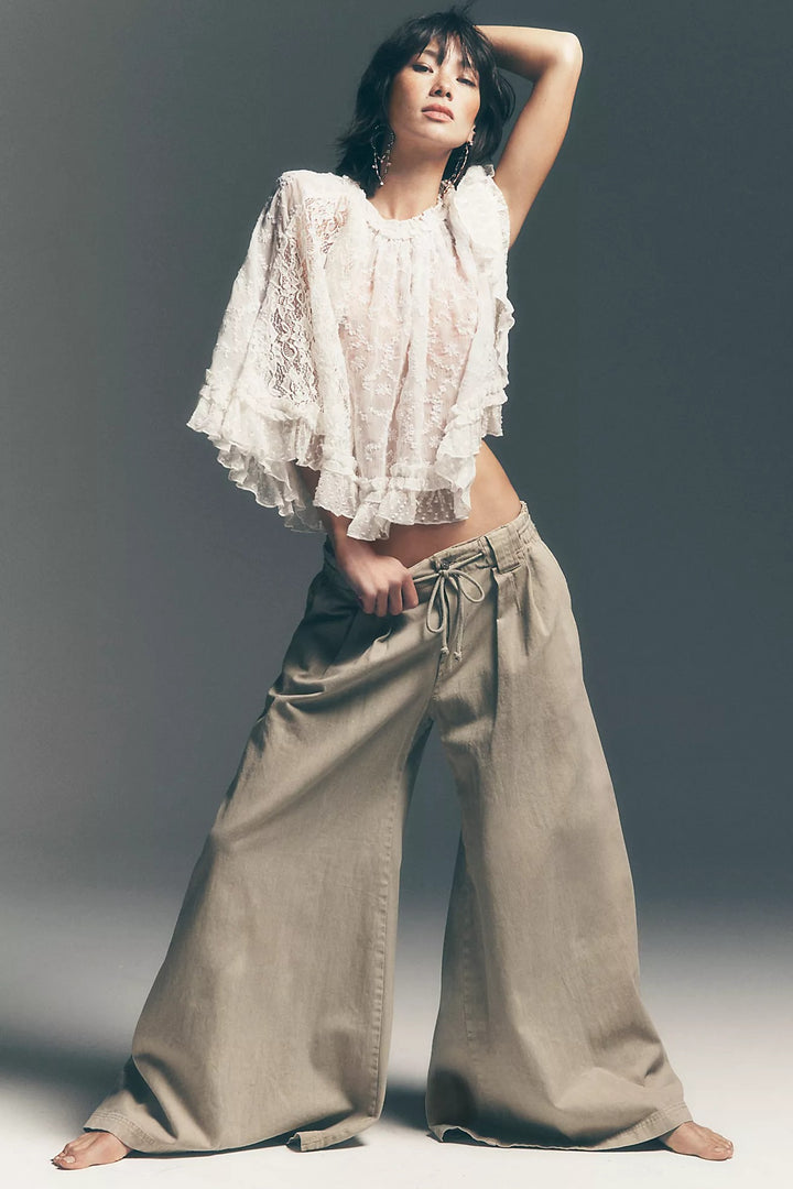 Free People Julien Wide-Leg Chino Trousers Pants