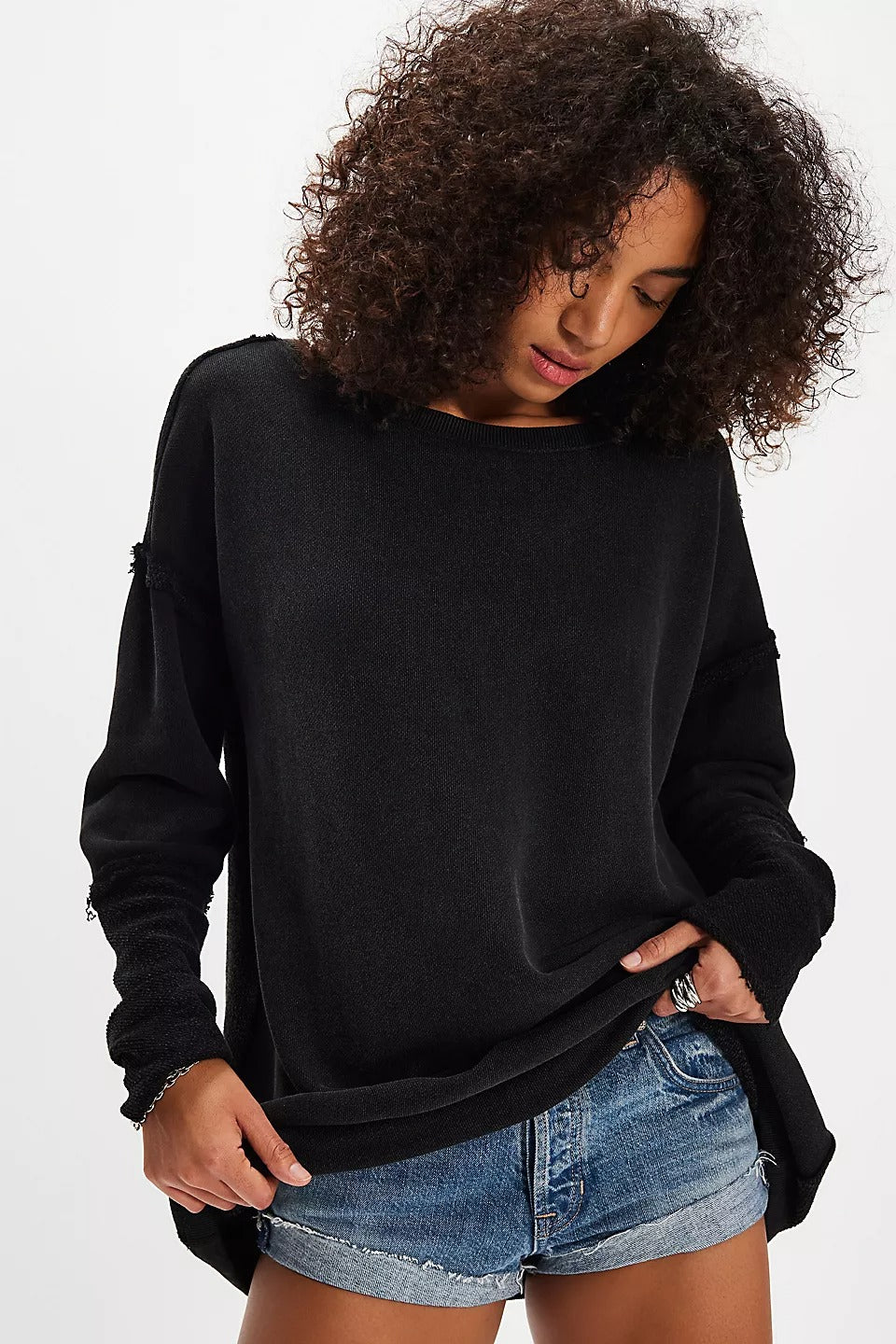Free People Midnight Drift Pullover Sweatshirt Top