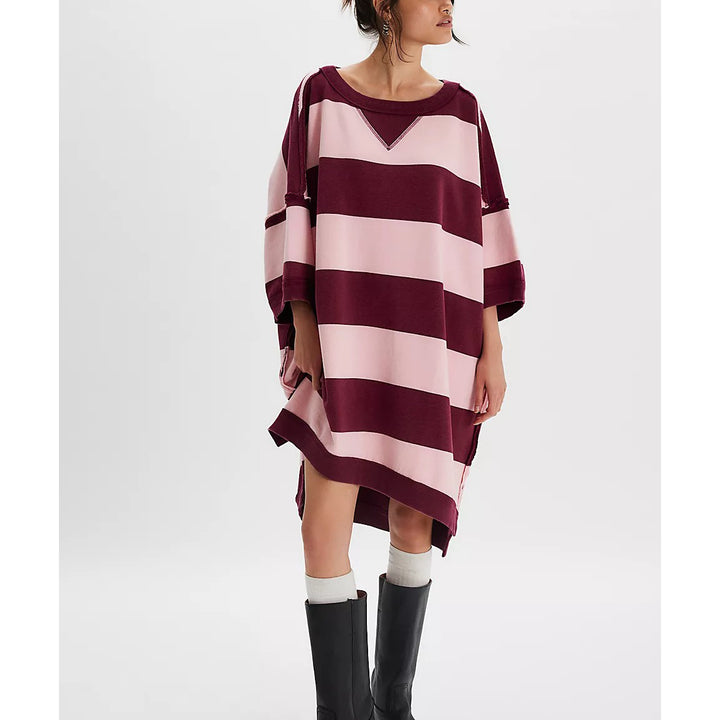Free People We The Free Out Here Striped Maxi Sweatshirt Dress