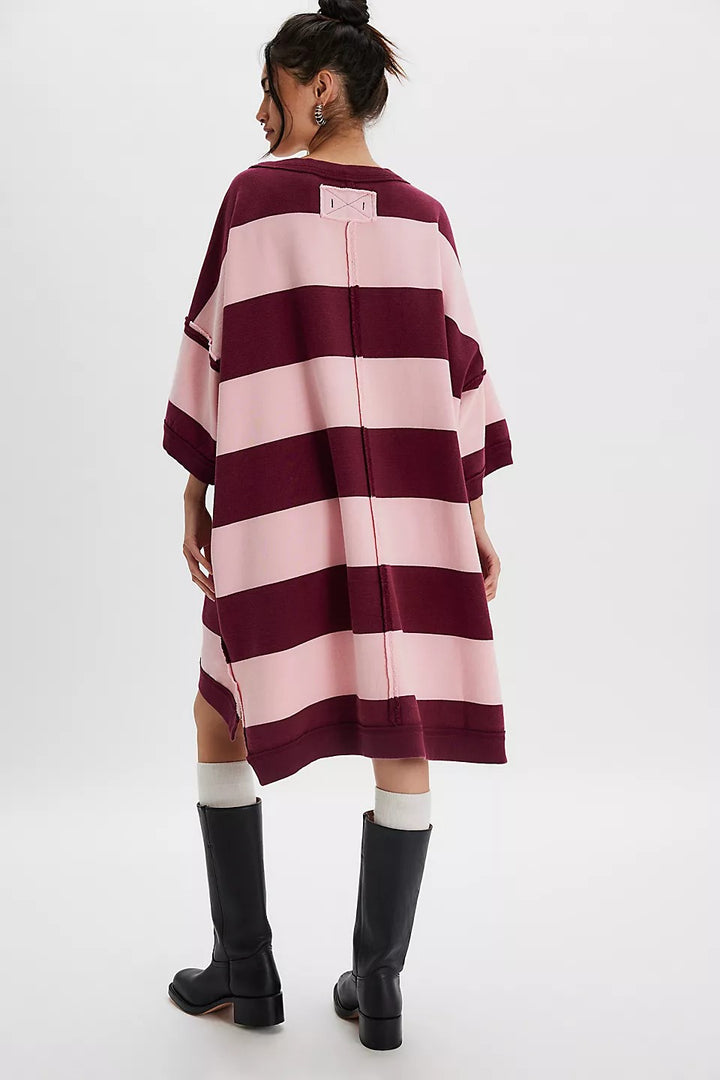 Free People We The Free Out Here Striped Maxi Sweatshirt Dress