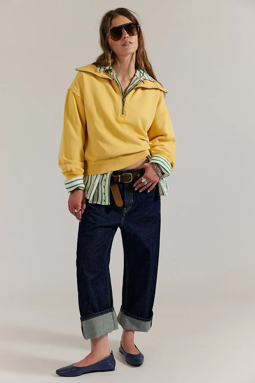 Free People We The Free Parker Half-Zip Pullover Sweatshirt