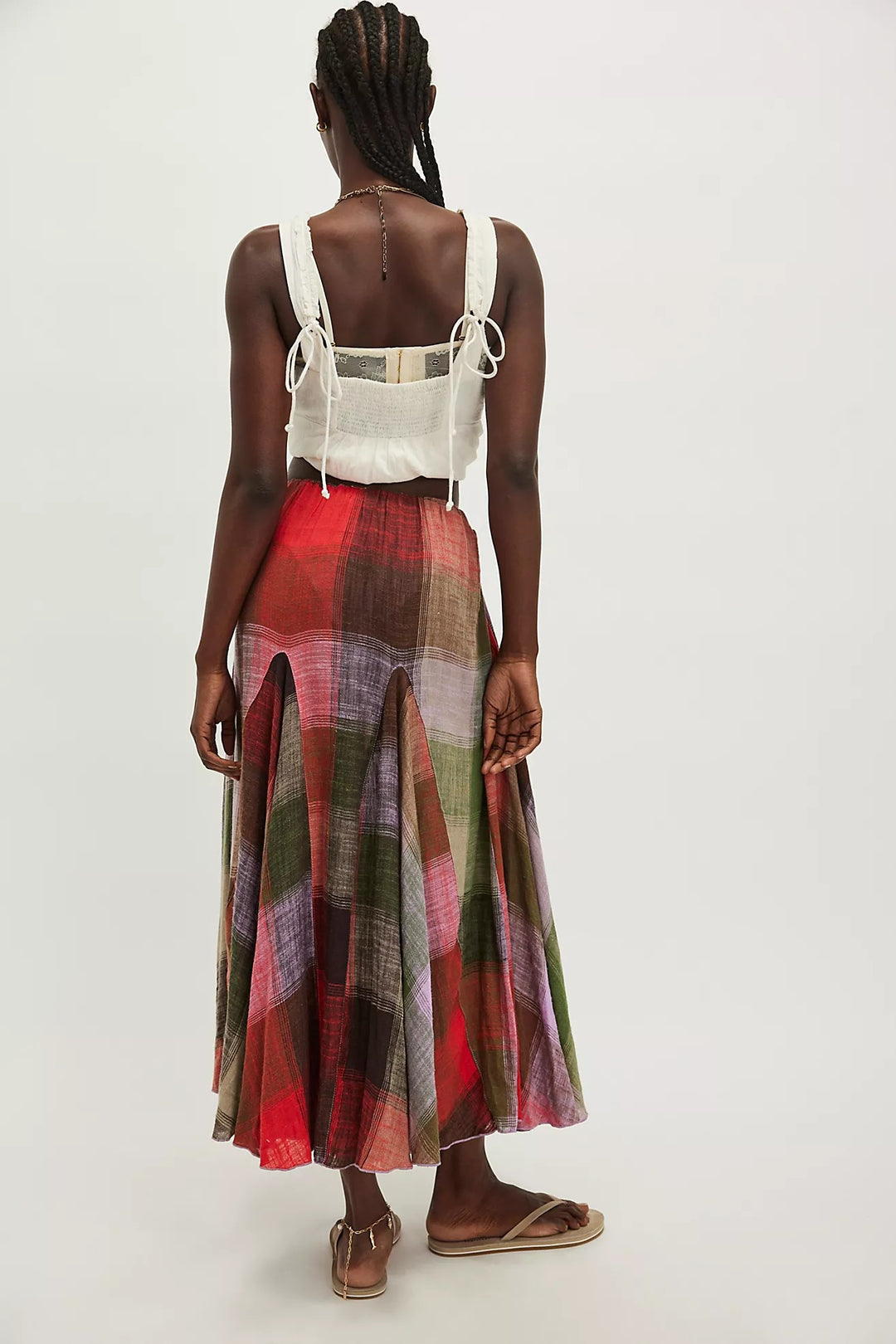 Free People Madras That Linen Maxi Skirt