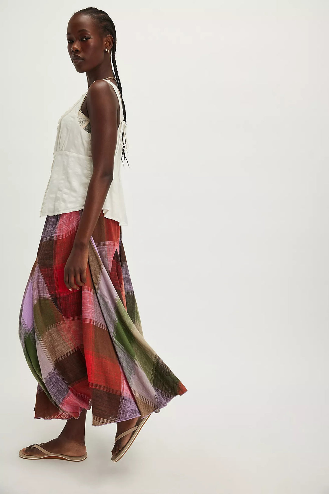 Free People Madras That Linen Maxi Skirt