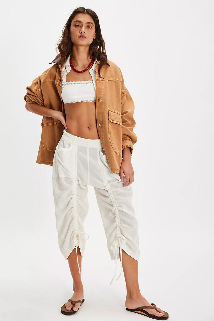Free People Gianna Ruched Gaucho Pull-On Pants