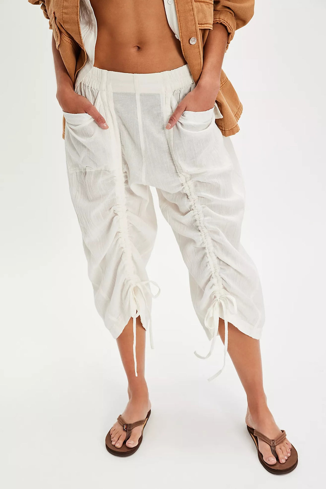 Free People Gianna Ruched Gaucho Pull-On Pants