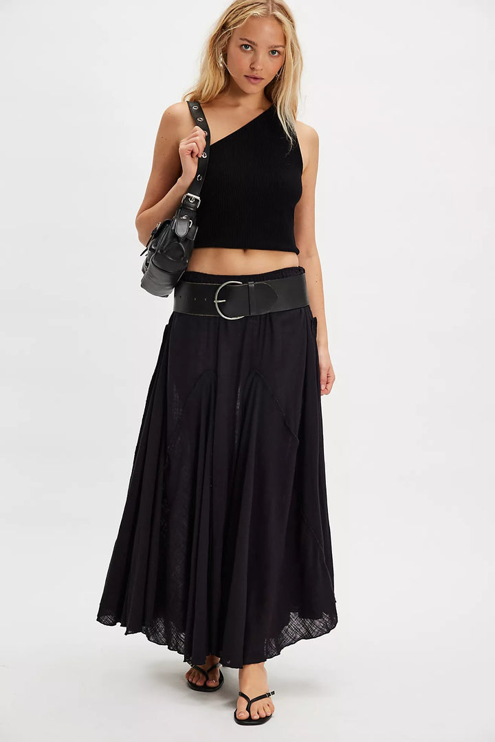 Free People Madras That Solid Linen Maxi Skirt