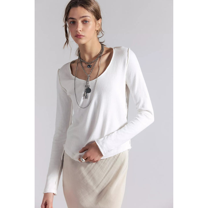 Free People We The Free Heather Long Sleeve Blouse Top