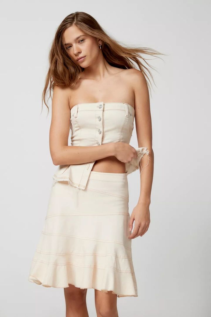 Urban Outfitters Millie Fluted Denim Mini Skirt
