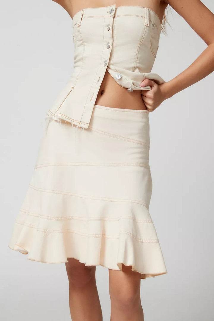 Urban Outfitters Millie Fluted Denim Mini Skirt