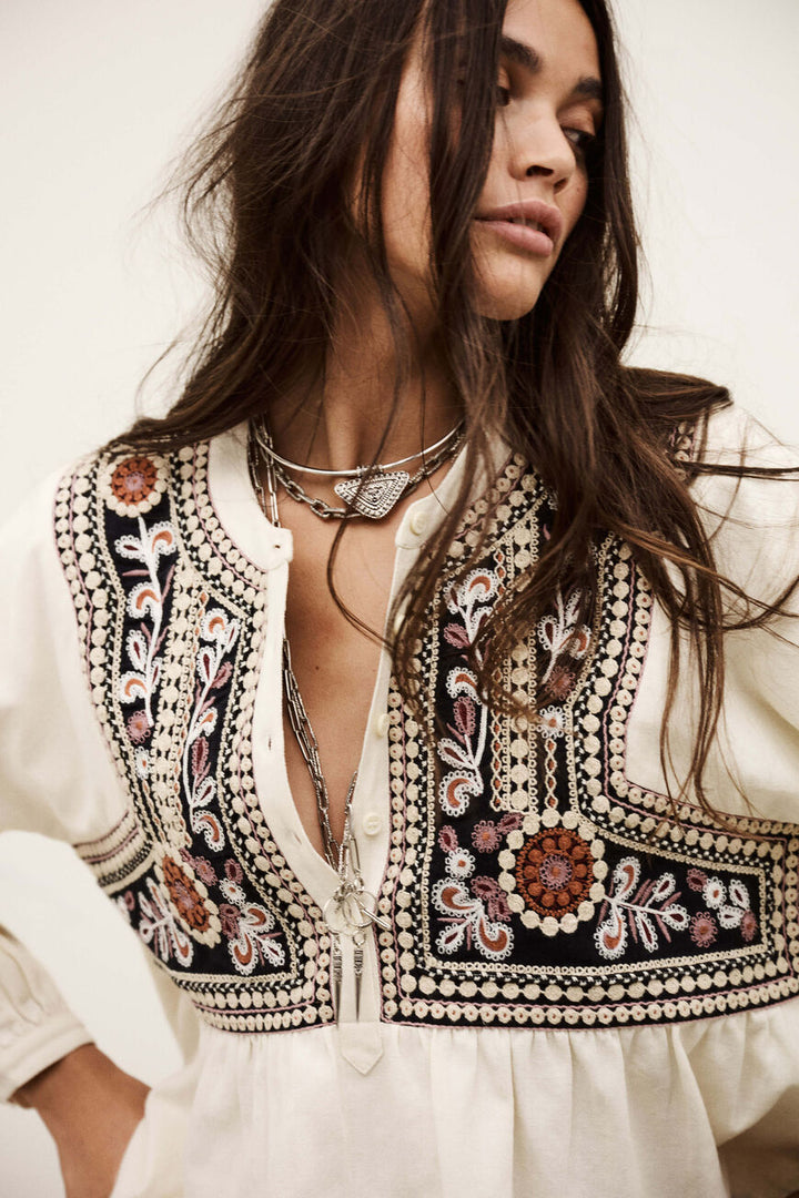 BA&SH AALEC Floral Embroidered Blouse Top