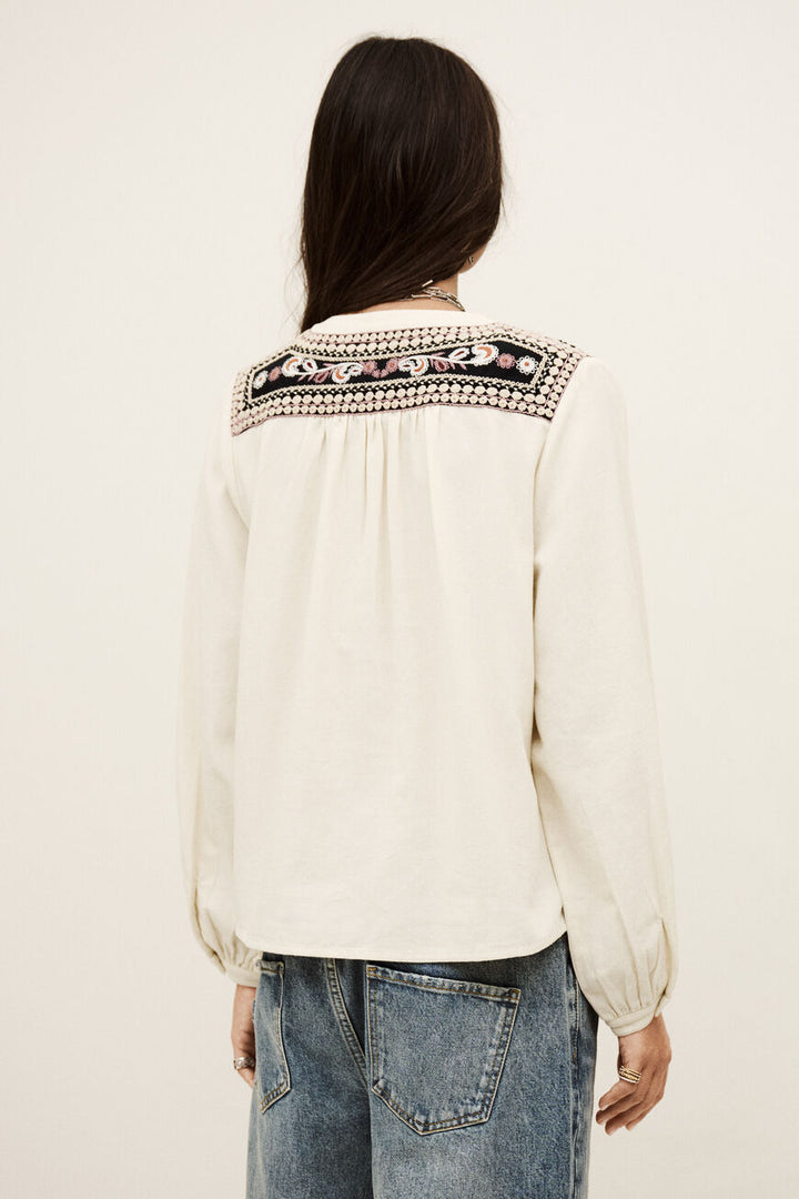 BA&SH AALEC Floral Embroidered Blouse Top