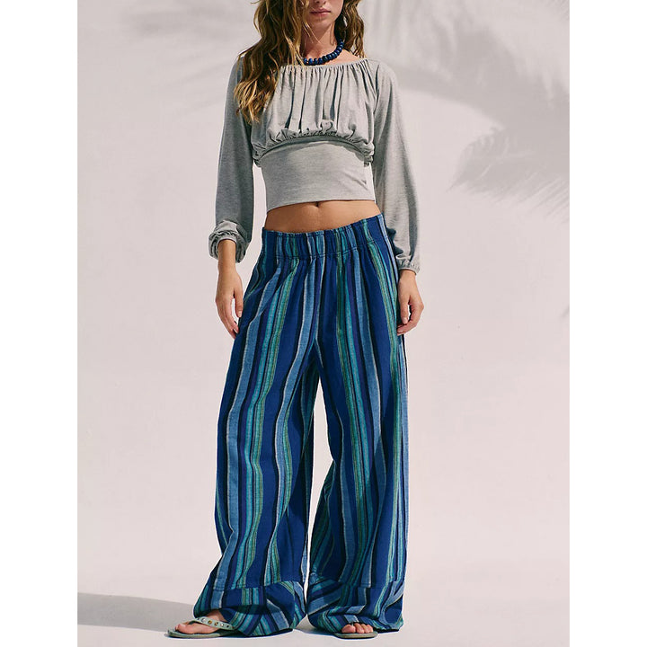Free People Day's End Linen Striped Pull-On Pants