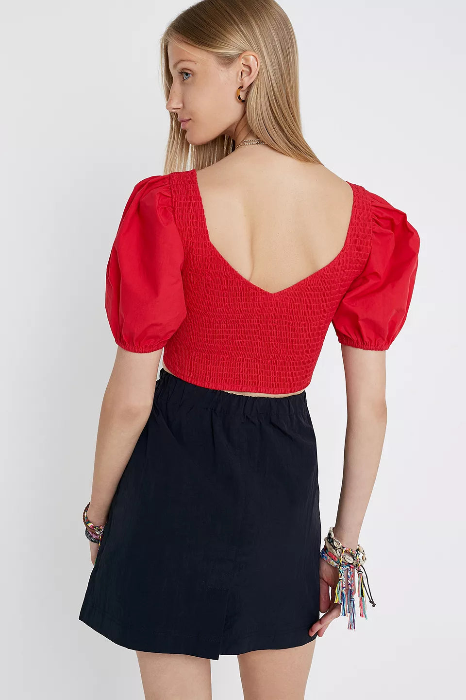 Urban Outfitters UO Pandora Poplin Micro Crop Blouse Top
