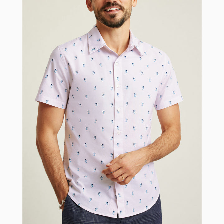 Bonobos Pink Swordfish Print Stretch Riviera Shirt