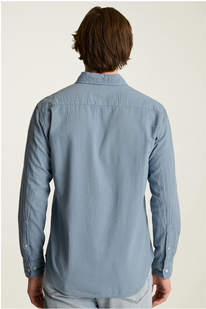 Bonobos Blue Shadow Dyed Seersucker Shirt