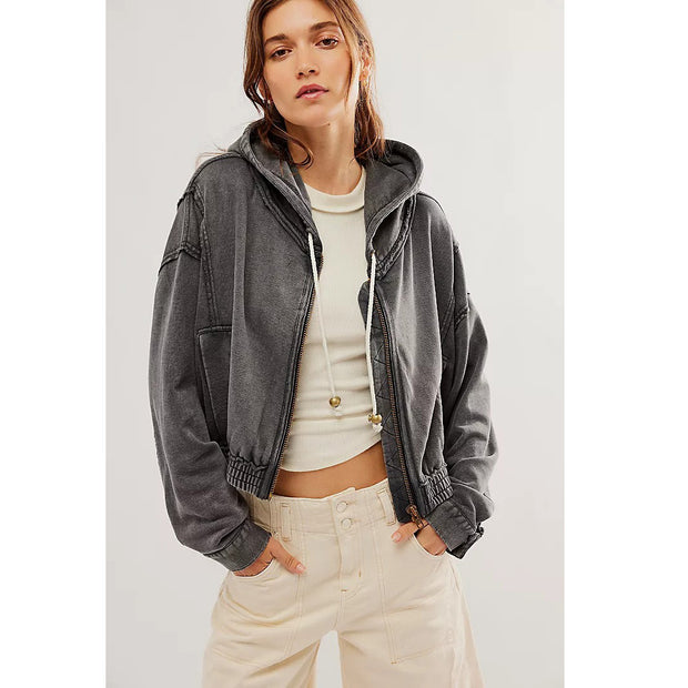 Free People Mix-Up Sweatshirt Hoodie Jacket Top