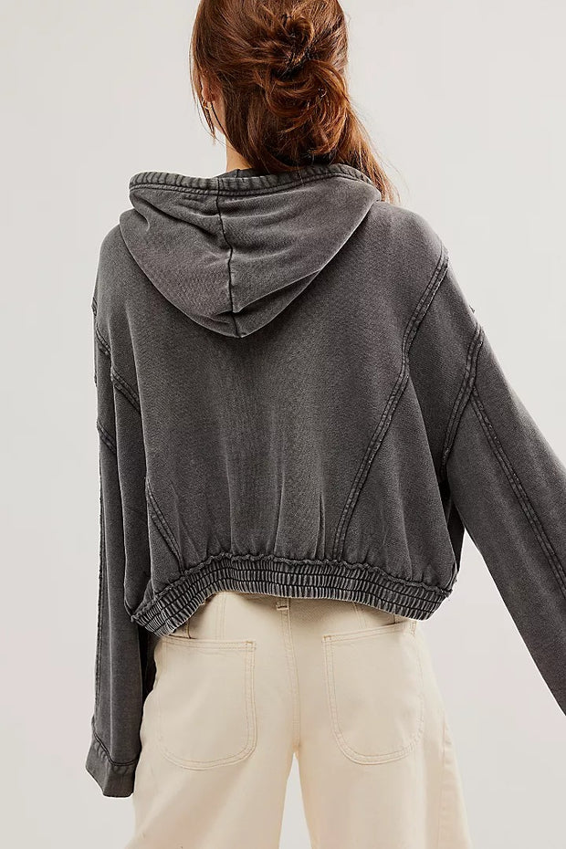 Free People Mix-Up Sweatshirt Hoodie Jacket Top