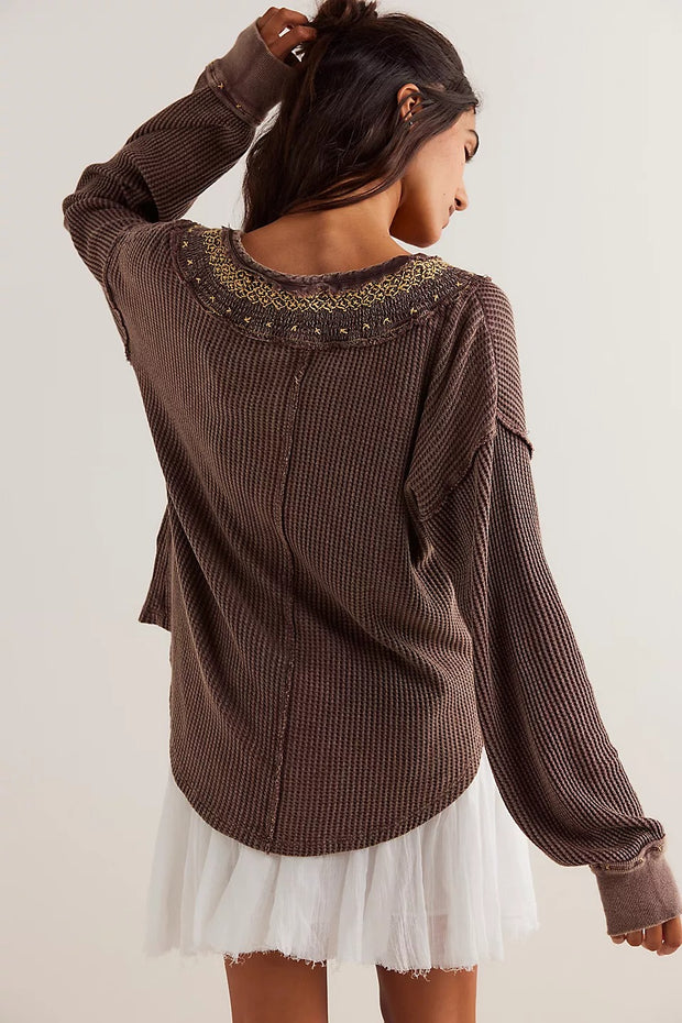 Free People We The Free Holly Henley Tunic Thermal Top