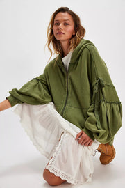 Free People Bow Girl Sweatshirt Hoodie Jacket Top