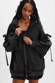 Free People Bow Girl Sweatshirt Hoodie Jacket Top