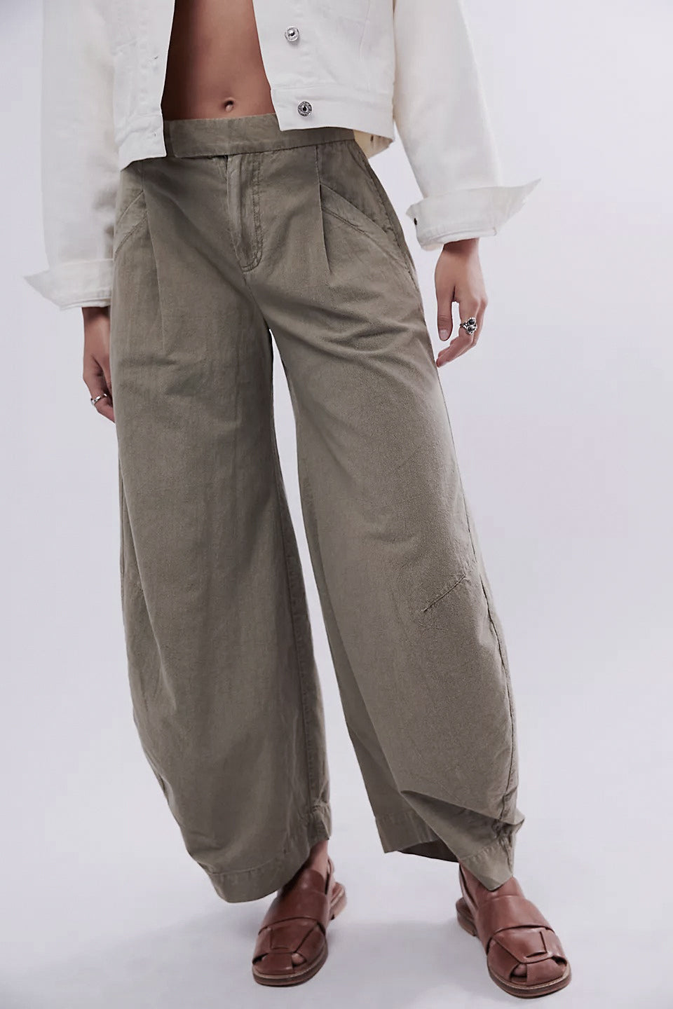 Free People Tegan Washed Barrel Trousers Pants