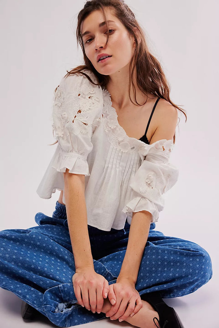 Free People Sophie Embroidered Blouse top