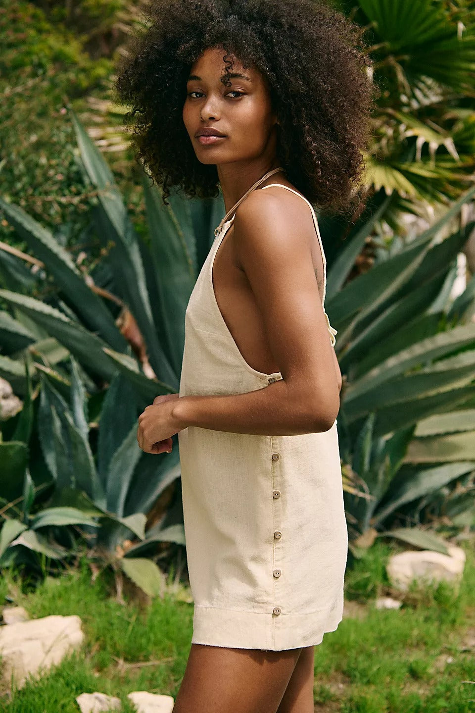 Beachside Cotton-Linen Mini Dress by free-est at Free People in Pink, Size: L Beachside Cotton-Linen Mini Dress by free-est at Free People in Pink, Size: L