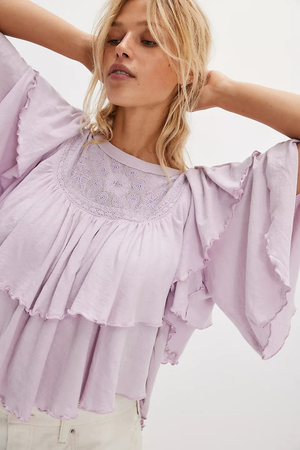 Free People Rose Party Tee Blouse Top