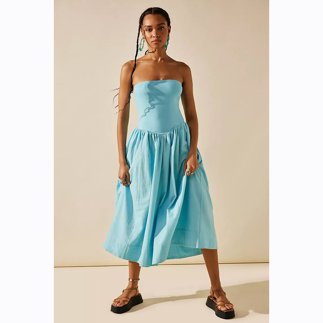 Free People Free-est Onda Drop-Waist Tube Midi Dress Free People Free-est Onda Drop-Waist Tube Midi Dress