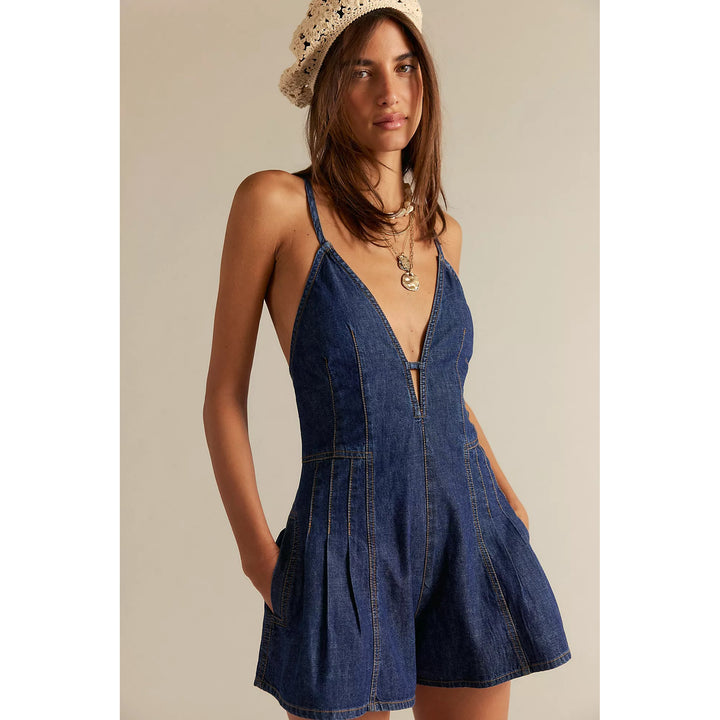 Free People We The Free Nostalgia Ultra-Shortalls Romper