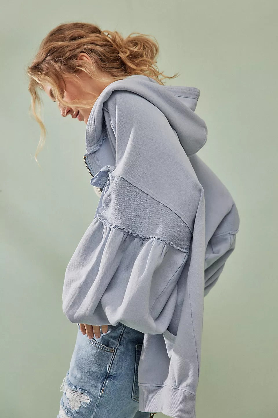 Free People Bow Girl Sweatshirt Hoodie Jacket Top