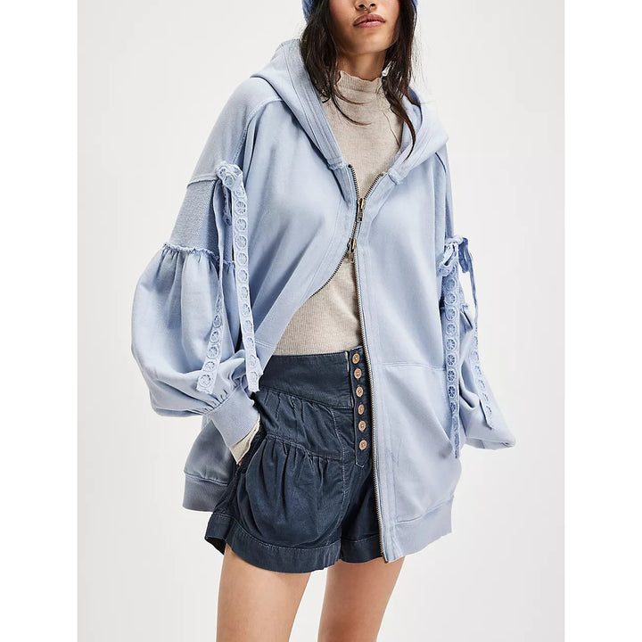 Free People Bow Girl Sweatshirt Hoodie Jacket Top