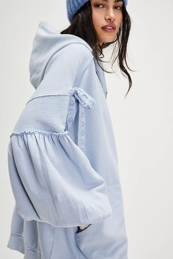 Free People Bow Girl Sweatshirt Hoodie Jacket Top