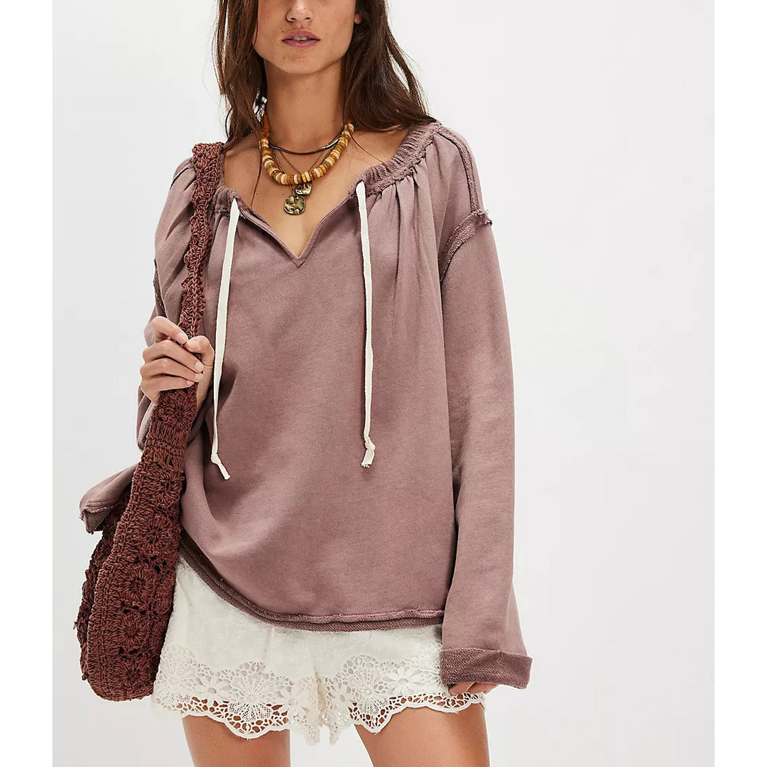 Free People Picnic Sweatshirt Blouse Top