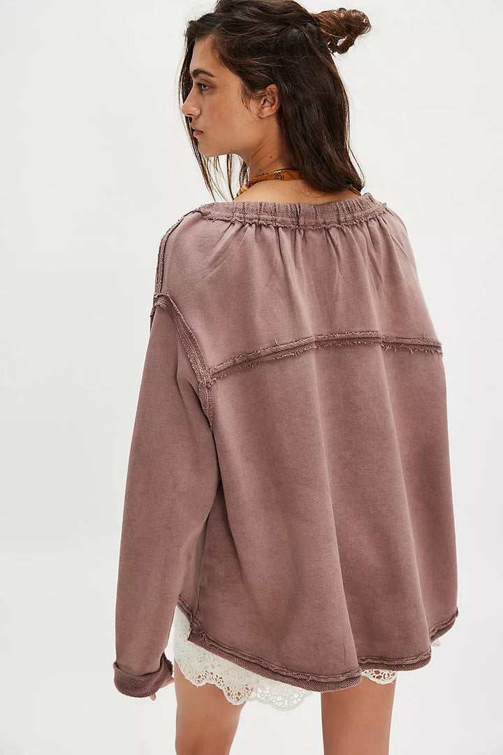 Free People Picnic Sweatshirt Blouse Top