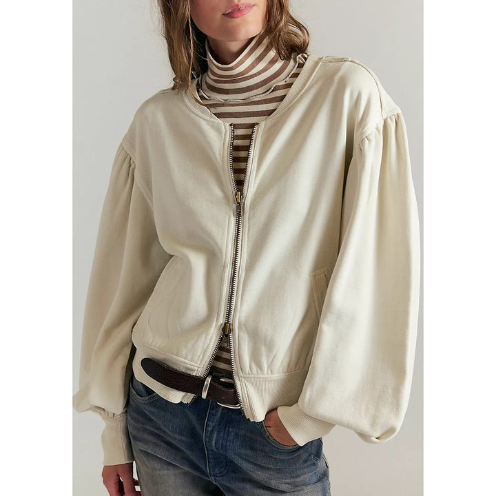 Free People Okayyy Sweatshirt Bomber Jacket Top