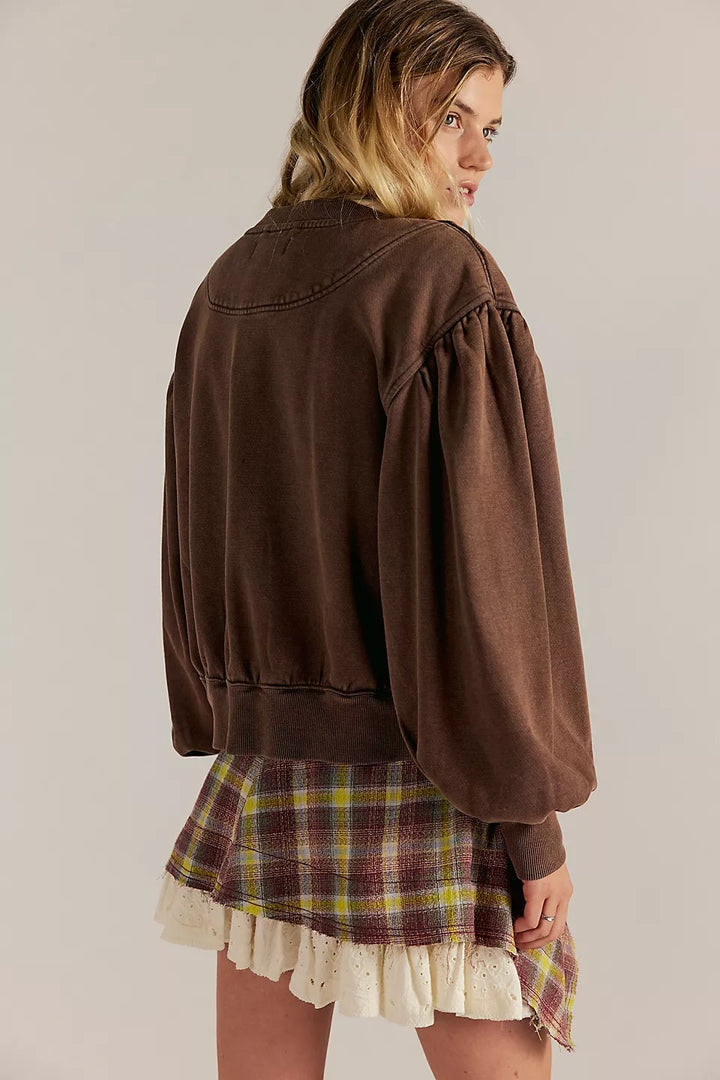 Free People Okayyy Sweatshirt Bomber Jacket Top