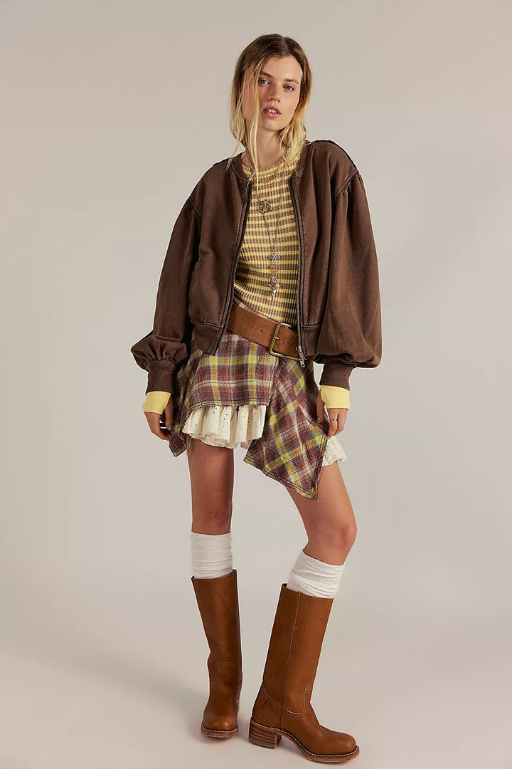 Free People Okayyy Sweatshirt Bomber Jacket Top