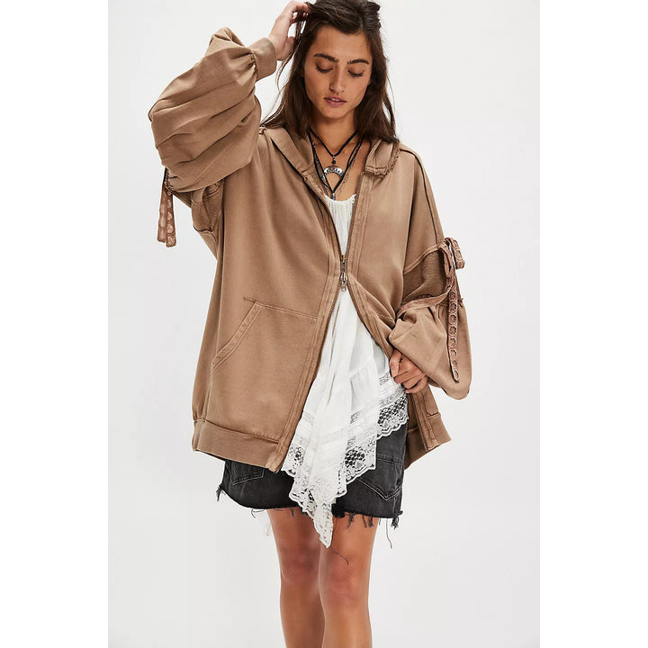 Free People Bow Girl Sweatshirt Hoodie Jacket Top