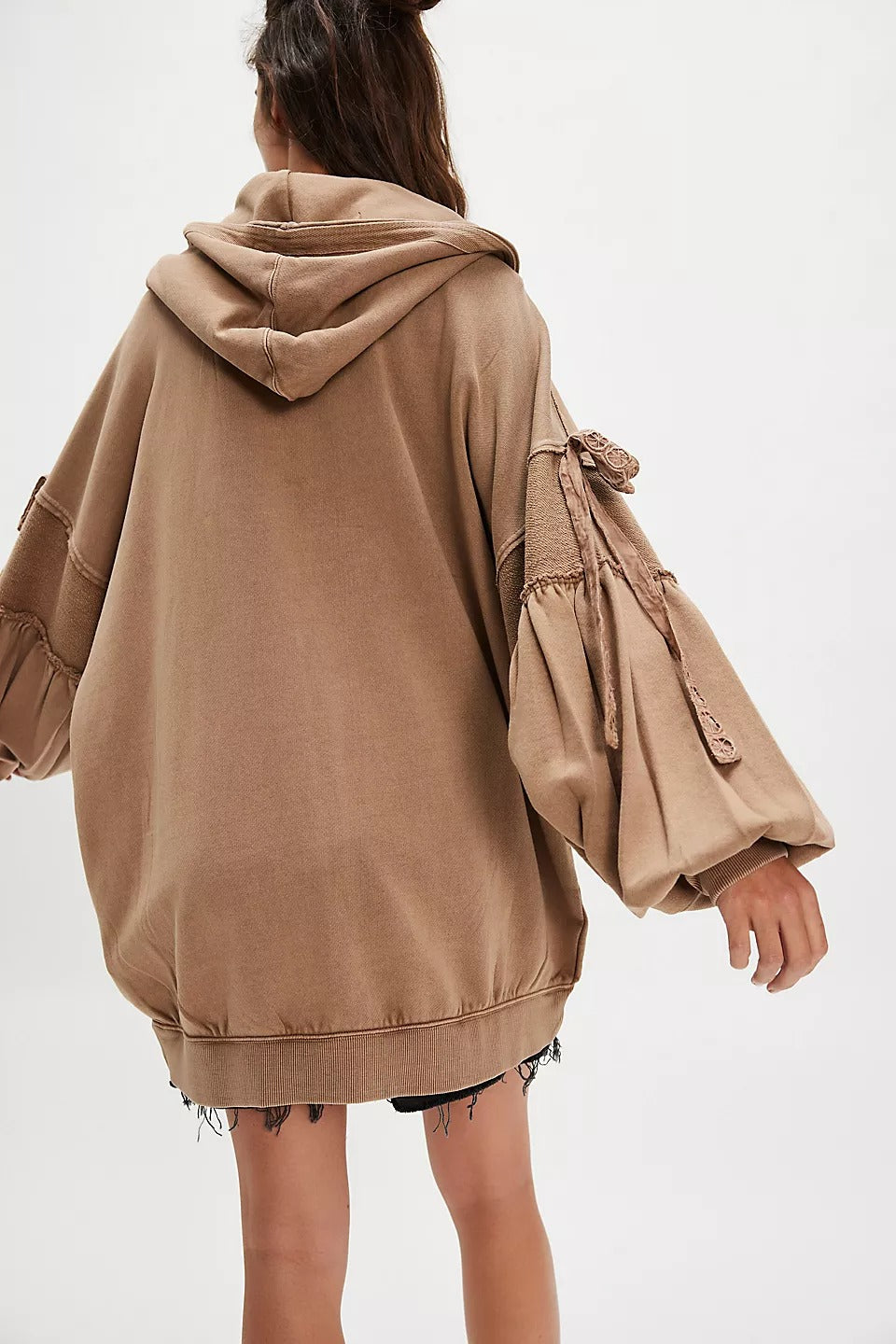 Free People Bow Girl Sweatshirt Hoodie Jacket Top