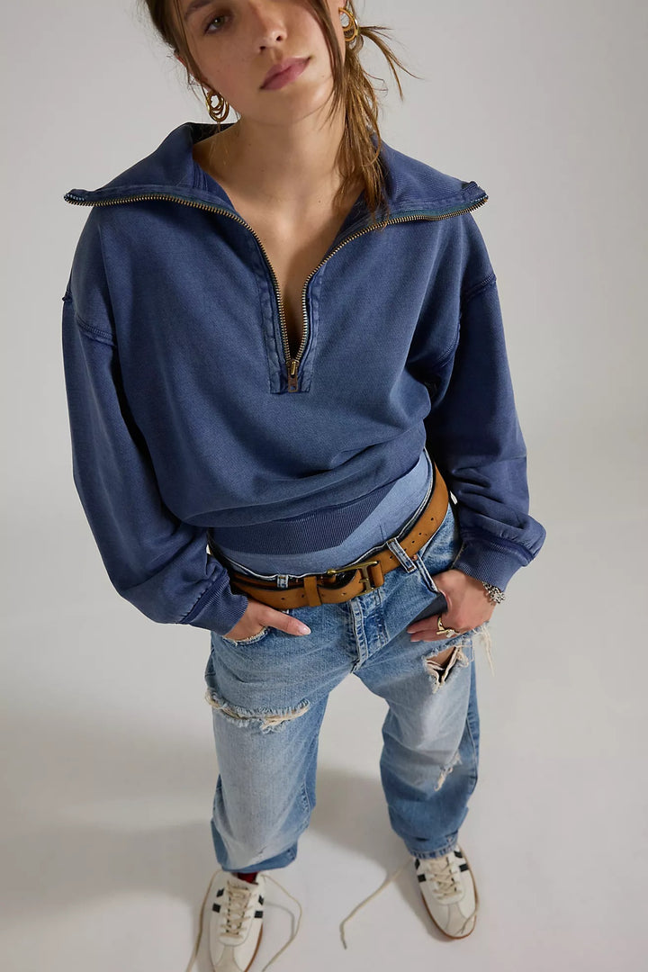 Free People We The Free Parker Half-Zip Pullover Sweatshirt