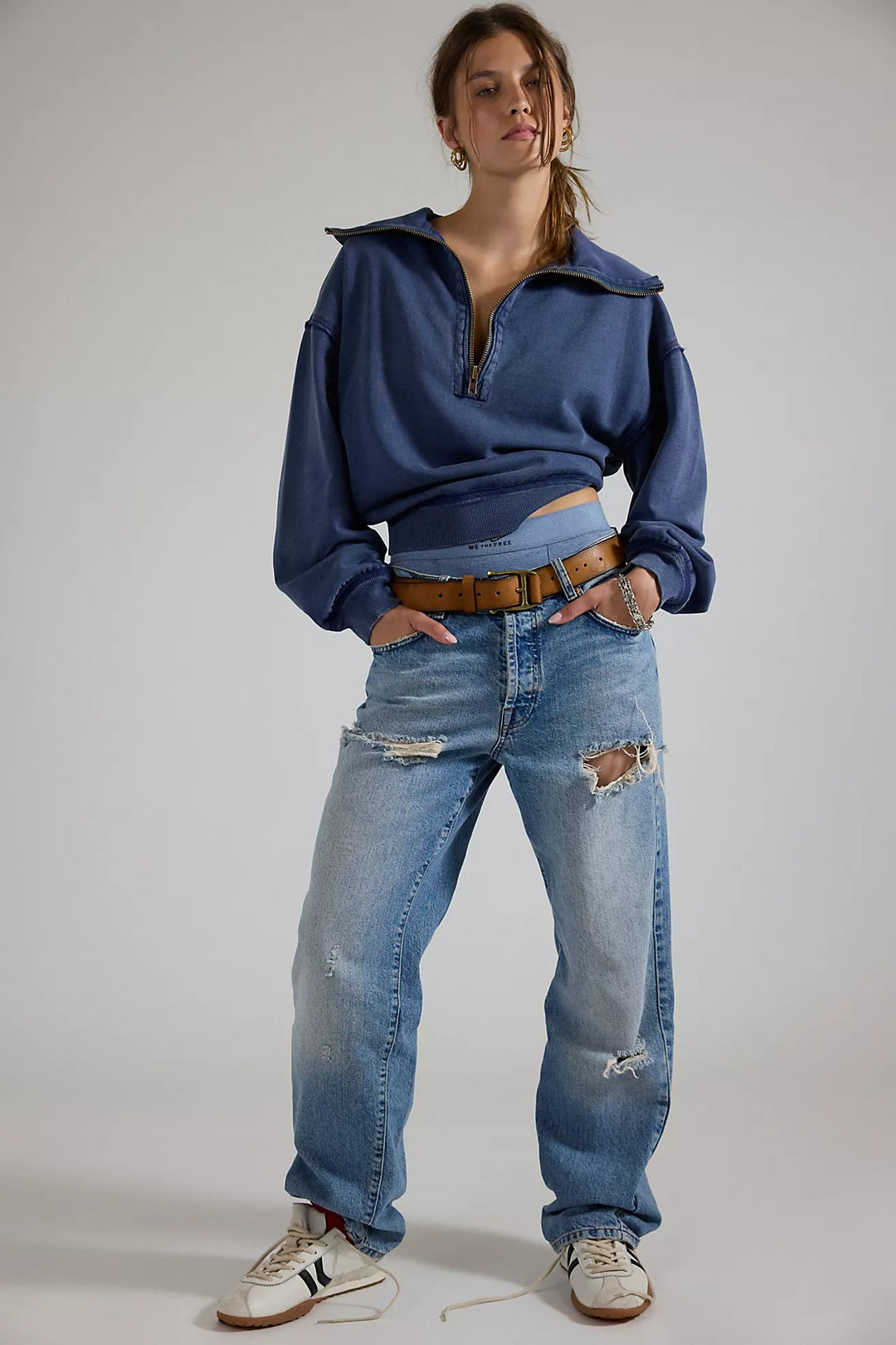 Free People We The Free Parker Half-Zip Pullover Sweatshirt